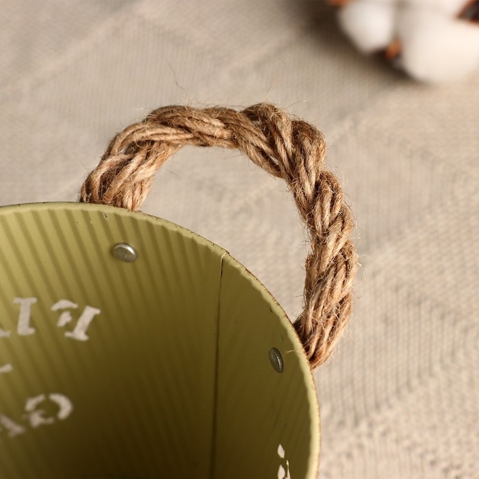 Кашпо  Кашпо "Ведерко цветочный сад" зеленое, 13х13х12см