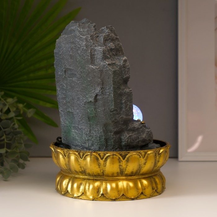 Фонтан настольный от сети, подсветка Фонтан настольный от сети, подсветка "Ганеша в скале" 28х20х20 см