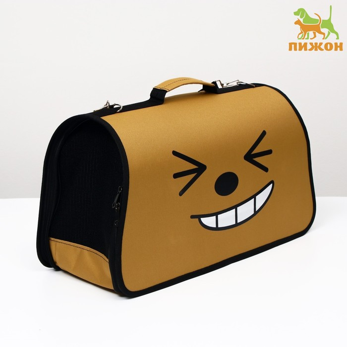 Сумка - переноска для животных  Сумка - переноска для животных "Улыбка", коричневая, размер M, 40 х 21 х 27 см, коричневая