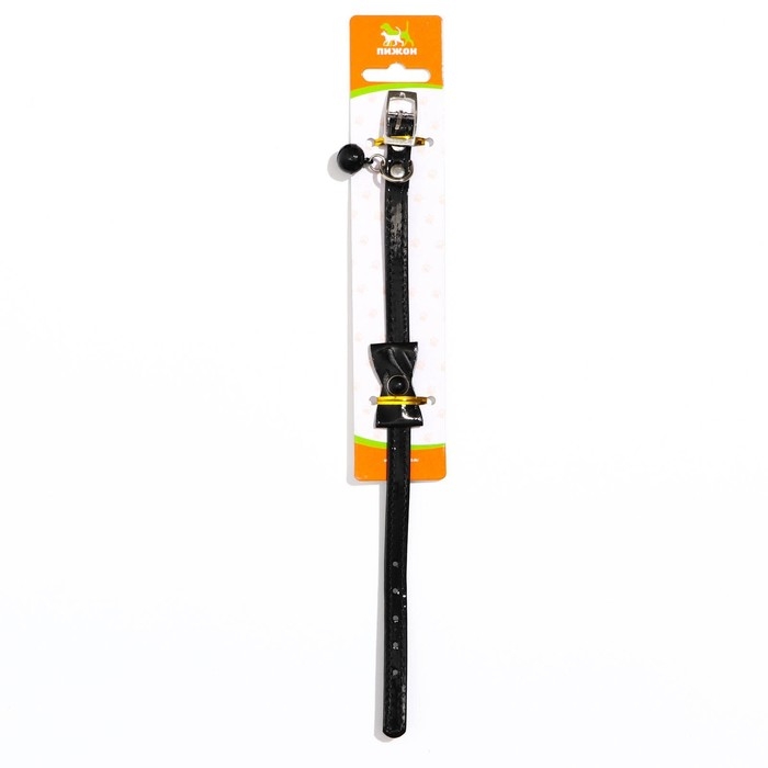 Ошейник Ошейник "Сияние" с бусиной и бубенчиком, 29 х 1 см, ОШ 21-26, чёрный