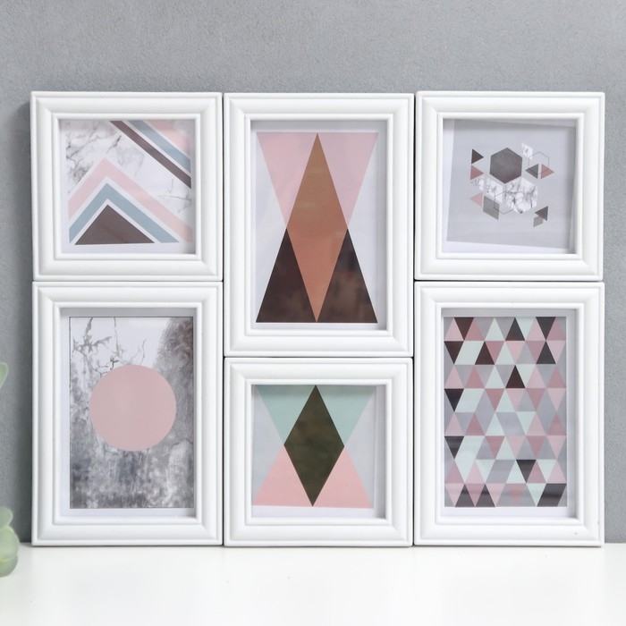 Фоторамка на 6 фото 10х10, 10х15 см  Фоторамка на 6 фото 10х10, 10х15 см "Коллаж" белая набор 6 шт 25х33,5х8 см