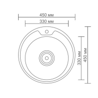 Мойка кухонная Accoona AB4545, врезная, толщина 0.6 мм, 450х165 мм, глянец