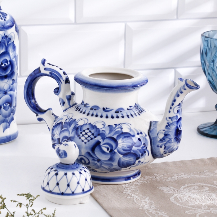 Чайник Чайник "Воробей", 26 х 21 см, гжель