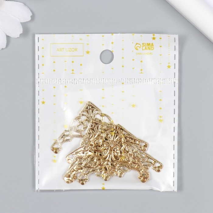 Декор металлический Декор металлический "Узорный уголок" набор 6 шт золото 3,5х3,5 см