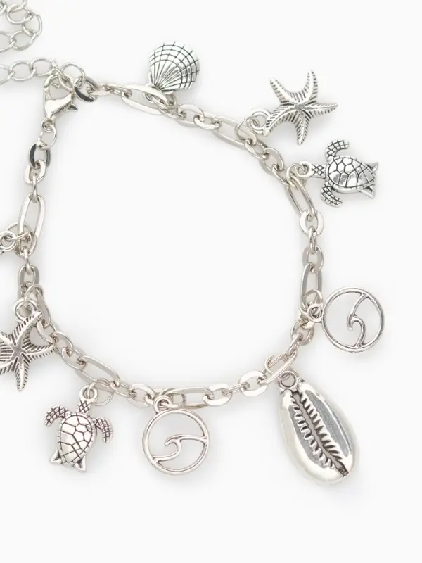 Браслет на ногу с подвесками &laquo;QF. Морские знаки&raquo;, L=22 см, цвет серебро