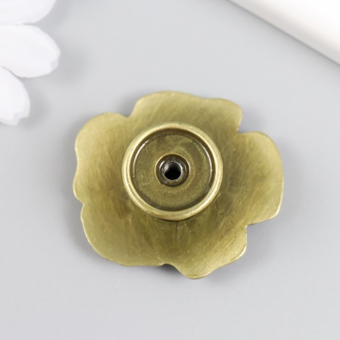 Ручка для шкатулки металл Ручка для шкатулки металл "Пион" бронза 3,9х4,4х2,5 см