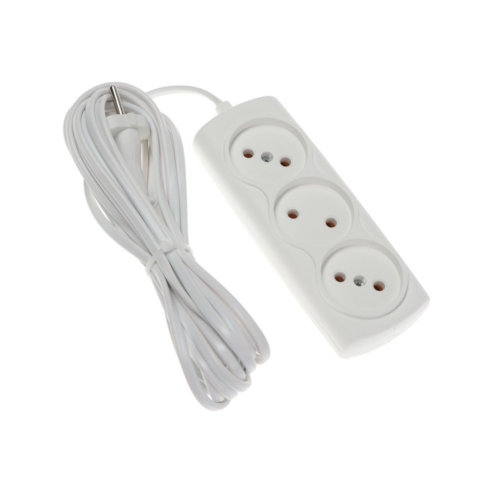 Удлинитель Luazon Lighting ECO, 3 розетки, 4.5 м, 6 А,1300 Вт,ШВВП 2х0.75 мм2,без з/к,белый Удлинитель Luazon Lighting ECO, 3 розетки, 4.5 м, 6 А,1300 Вт,ШВВП 2х0.75 мм2,без з/к,белый