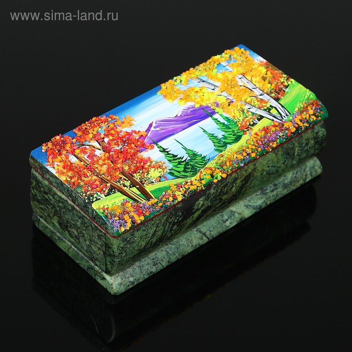 Ларец Ларец "Осень" 15х7х5,5 см, каменная крошка, змеевик