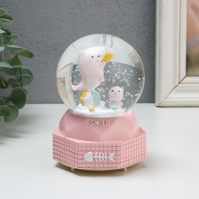 Сувенир полистоун водяной шар музыка, свет Сувенир полистоун водяной шар музыка, свет "Морской львенок" МИКС 8х8х12 см