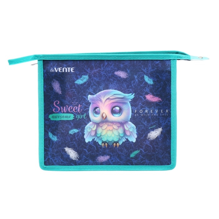 Папка для тетрадей А5, 243 х 200 х 80 мм, молния сверху, пластиковая, de VENTE Happy Owl, для девочек Папка для тетрадей А5, 243 х 200 х 80 мм, молния сверху, пластиковая, de VENTE Happy Owl, для девочек