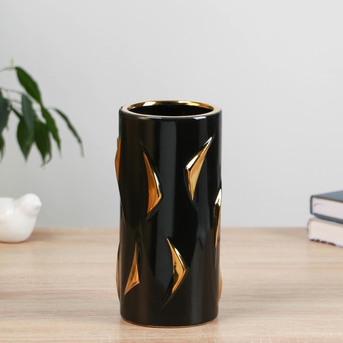 Ваза керамика настольная Ваза керамика настольная "Кентон" 19,5 см, чёрный