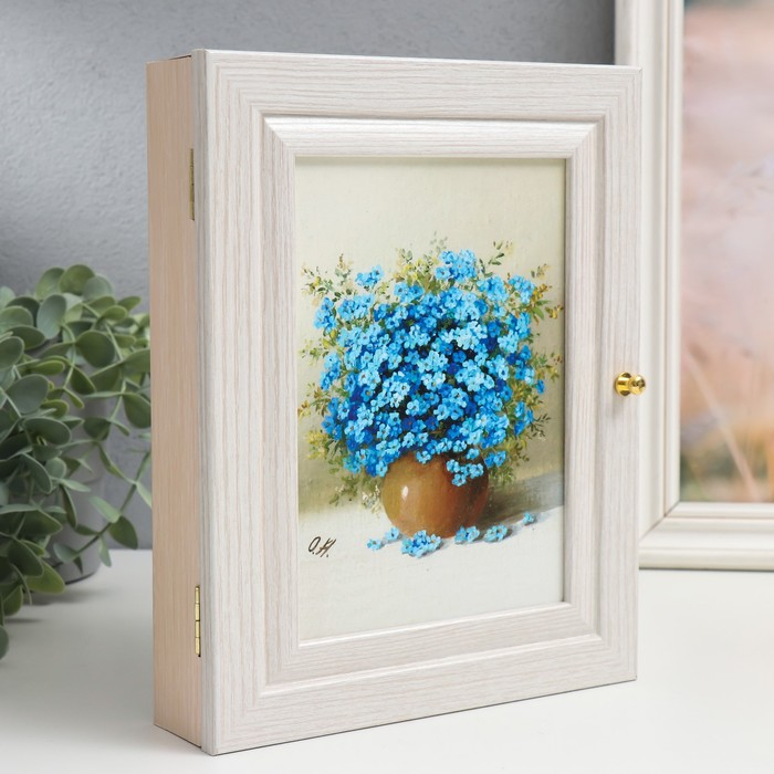 Ключница Ключница "Голубой букет" 19х24 см молочный дуб МИКС