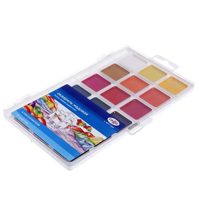 Акварель 18 цветов Гамма  Акварель 18 цветов Гамма "Классическая", медовая, без кисти, пластик, европодвес 1009196