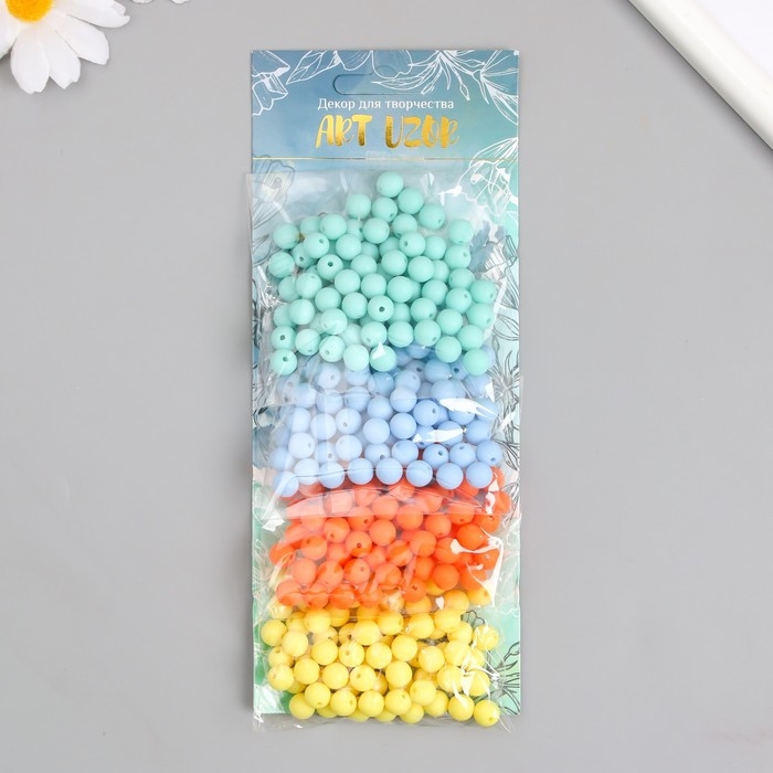 Бусины для творчества пластик Бусины для творчества пластик "Яркое лето" матовые d=0,8 см набор 4 цвета х 20 гр