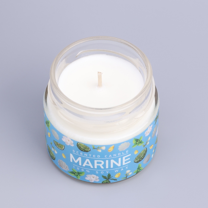 Свеча ароматическая в банке  Свеча ароматическая в банке "Морская вода", совый воск, 80 г