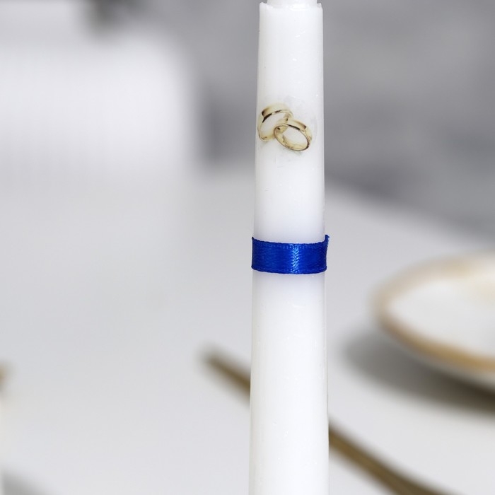 Набор свечей свадебных  Набор свечей свадебных "Совет да любовь с розой"синий:родительские 1,8х15см,очаг 5х9,5см