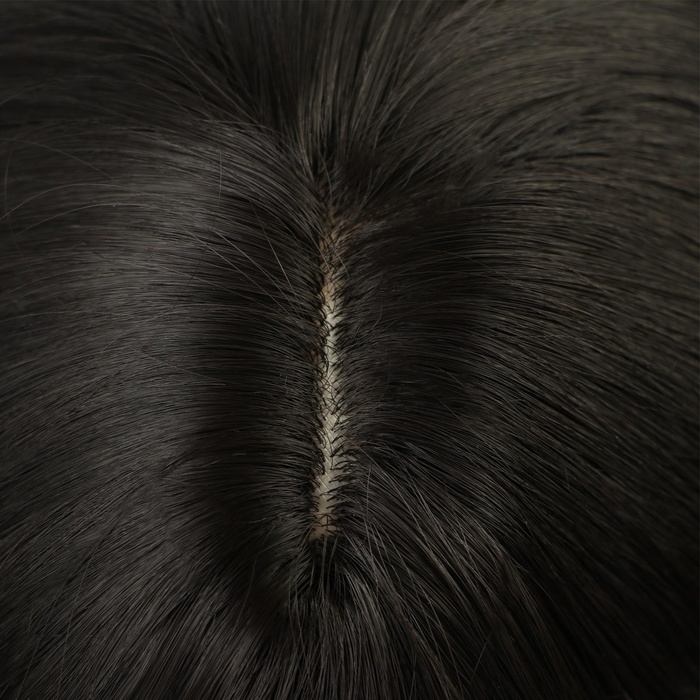 Парик искусственный, с чёлкой, имитация кожи, 60 см, цвет чёрный Парик искусственный, с чёлкой, имитация кожи, 60 см, цвет чёрный