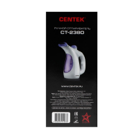 Отпариватель Centek CT-2380, ручной, 800 Вт, 330 мл, 15 г/мин, шнур 2 м, бело-фиолетовый