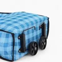 Сумка хозяйственная складная на липучке, 2 колеса, наружный карман, 32&times;13&times;52 см, голубая