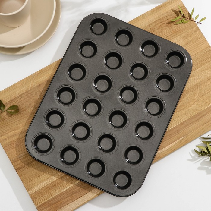 Форма для выпечки «Жаклин. Круг», 35×26 см, 24 ячейки, антипригарное покрытие, цвет чёрный Форма для выпечки «Жаклин. Круг», 35×26 см, 24 ячейки, антипригарное покрытие, цвет чёрный