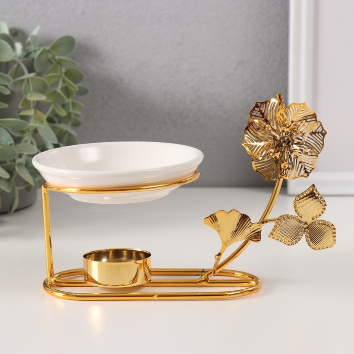 Аромалампа металл, керамика Аромалампа металл, керамика "Золотой цветок" 10х11,5х18 см