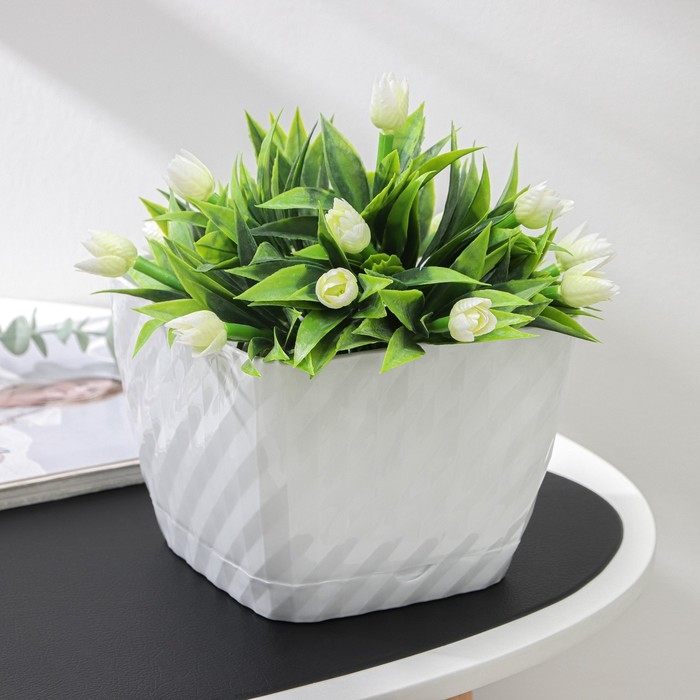 Горшок с поддоном «Классика», 2 л, белый Горшок с поддоном «Классика», 2 л, белый