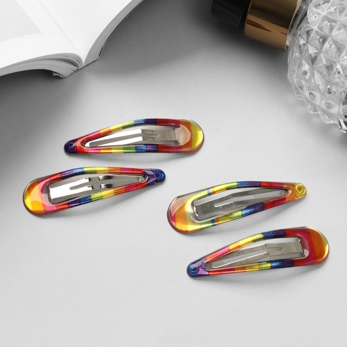 Невидимка для волос  Невидимка для волос "Ажурная " (набор 6 шт) 5 см, разноцвет