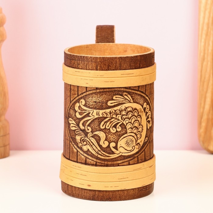 Кружка Кружка "Карп", 500 мл, береста