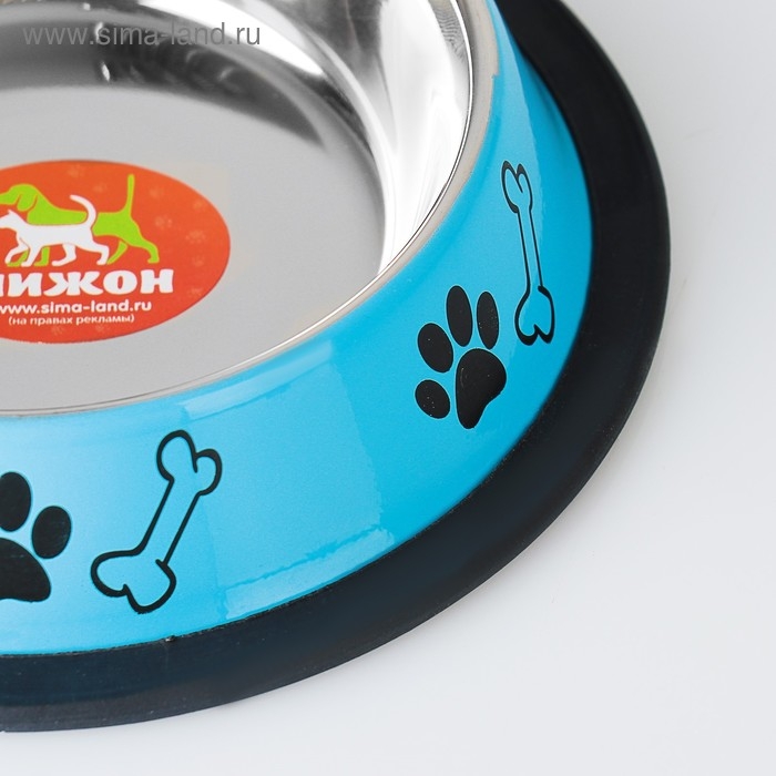 Миска с нескользящим основанием цветная с принтом, 235 мл, голубая Миска с нескользящим основанием цветная с принтом, 235 мл, голубая