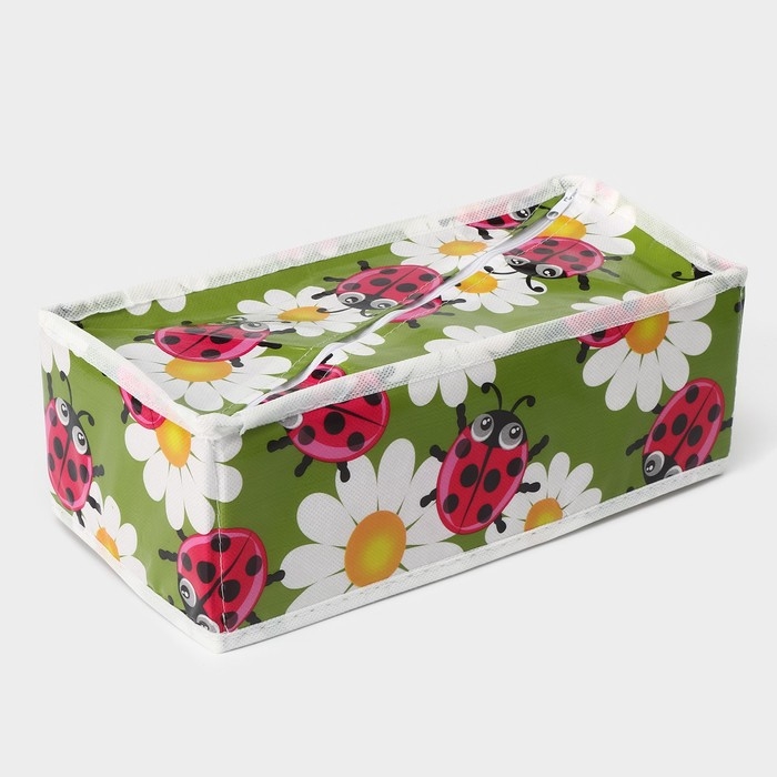 Органайзер для хранения белья Доляна «Божьи коровки», 8 ячеек, 28×14×10 см, цвет зелёный Органайзер для хранения белья Доляна «Божьи коровки», 8 ячеек, 28×14×10 см, цвет зелёный