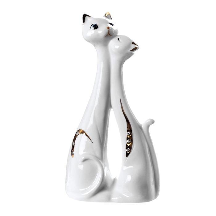 Сувенир керамика под фарфор Сувенир керамика под фарфор "2 киски любовь" 20х10х5,5 см, стразы