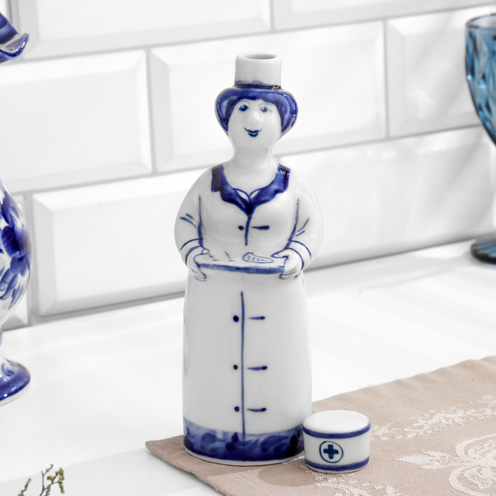 Штоф «Медсестра», 0,25 л, 20 см, гжель