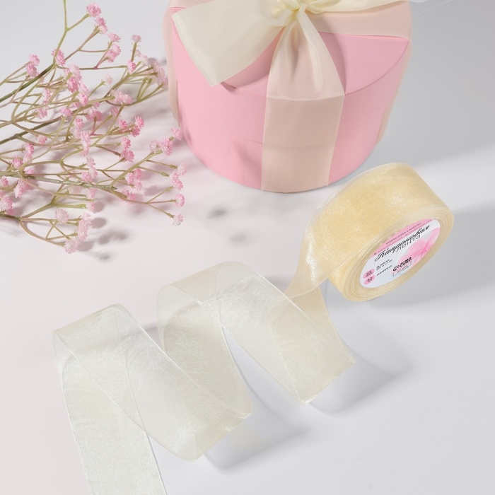 Лента капроновая, 40 мм, 20 ± 1 м, цвет слоновая кость №08 Лента капроновая, 40 мм, 20 ± 1 м, цвет слоновая кость №08