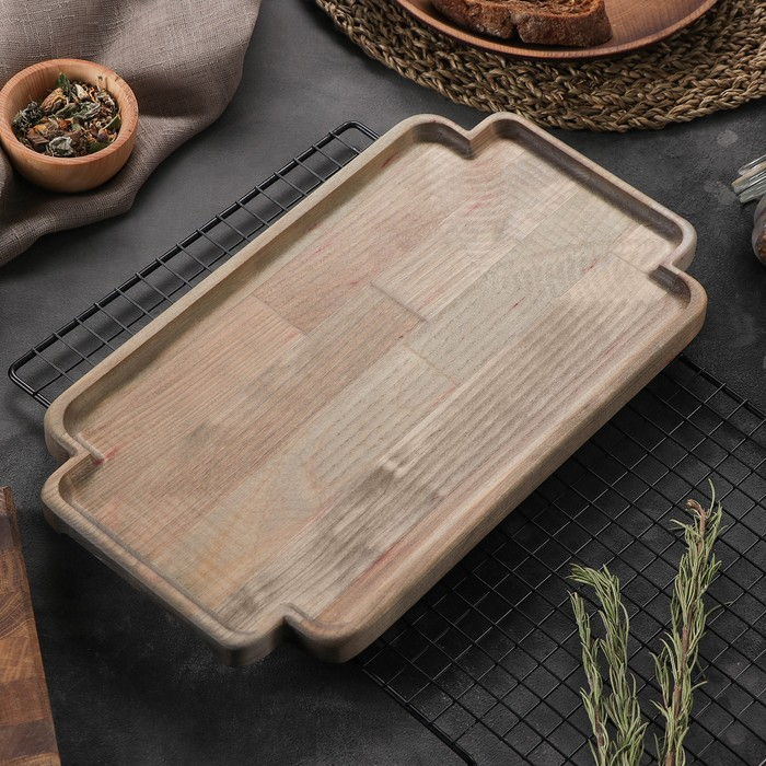 Поднос для подачи Adelica, 35×20×1,8 см, потайные ручки, пропитано маслом, массив берёзы Поднос для подачи Adelica, 35×20×1,8 см, потайные ручки, пропитано маслом, массив берёзы