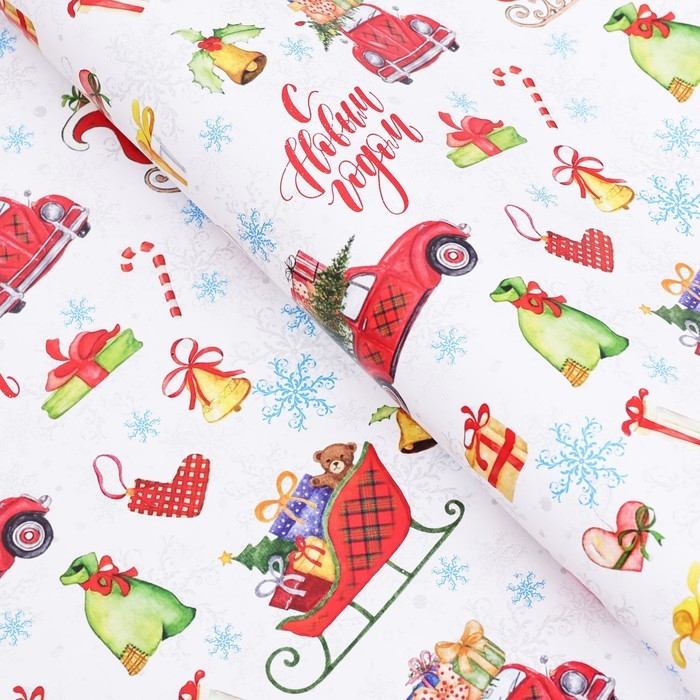 Новый год. Бумага упаковочная глянцевая Новый год. Бумага упаковочная глянцевая "Волшебства! ", 70 х 100 см,1 лист,