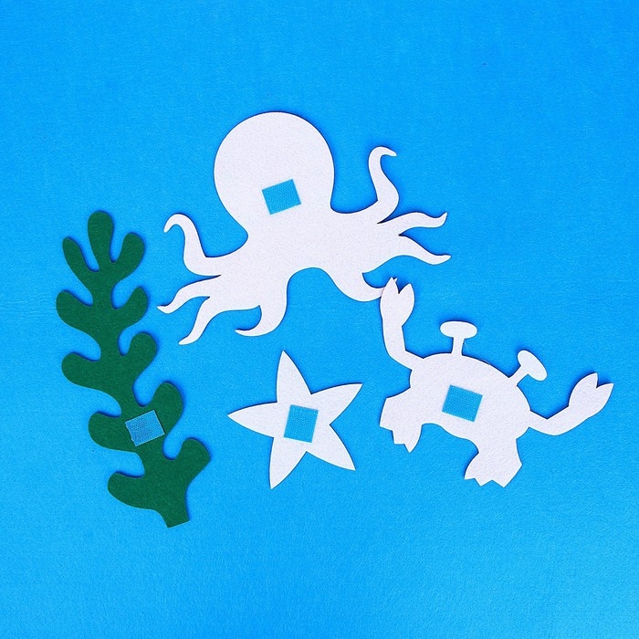 Бизиборд на стену из фетра «Морские жители» 25 деталей на липучке, размер поля — 105 × 75 см Бизиборд на стену из фетра «Морские жители» 25 деталей на липучке, размер поля — 105 × 75 см