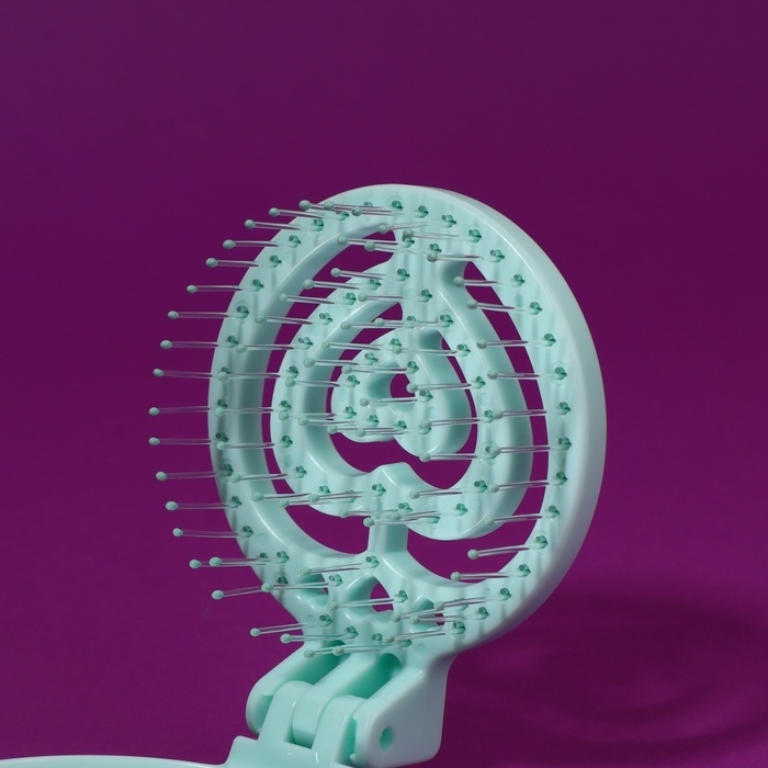 Расчёска массажная, складная, с зеркалом, d = 6,6 см, цвет зелёный Расчёска массажная, складная, с зеркалом, d = 6,6 см, цвет зелёный