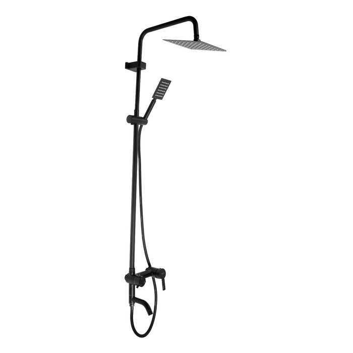 Душевая система ZEIN ZS-65BL, смеситель, троп. и ручная лейка квадрат, нерж. сталь, черный Душевая система ZEIN ZS-65BL, смеситель, троп. и ручная лейка квадрат, нерж. сталь, черный