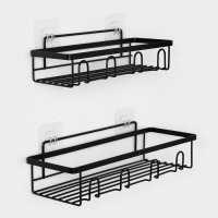 Полка для ванной прямая, набор 2 шт, 23,5×10×7,5 см, 33×12×9 см, черная