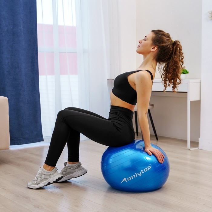 Фитбол ONLYTOP, d=55 см, 600 г, цвета МИКС Фитбол ONLYTOP, d=55 см, 600 г, цвета МИКС