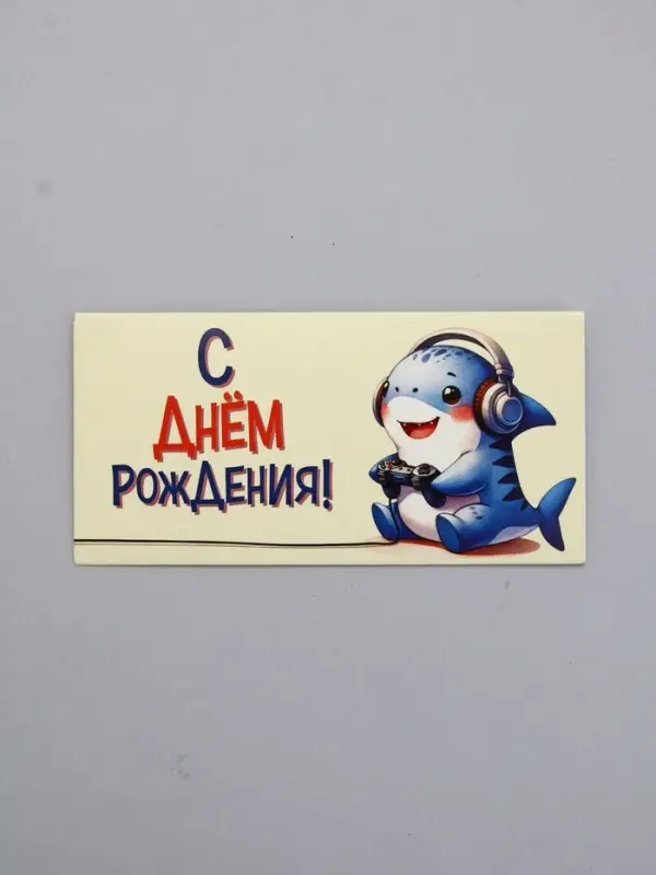 Конверт для денег «С Днем Рождения!», акула, 16,5 х 8 см Конверт для денег «С Днем Рождения!», акула, 16,5 х 8 см