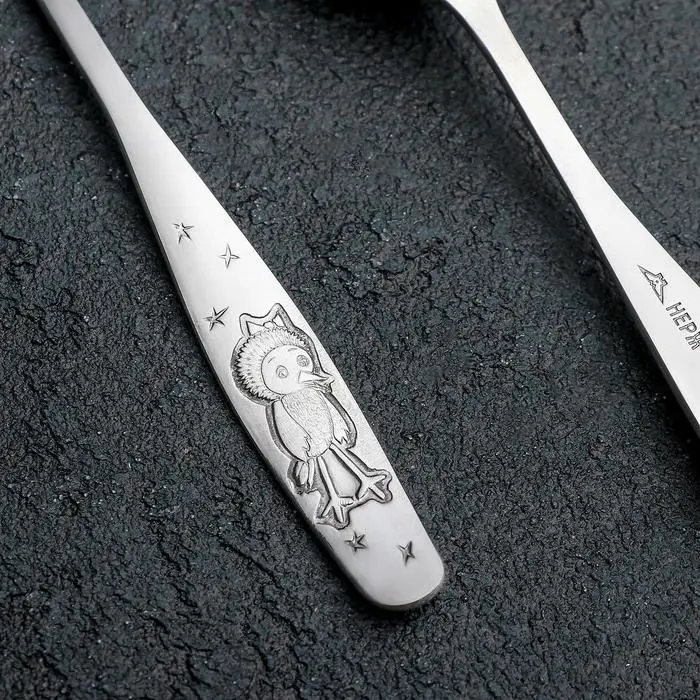 Ложка чайная «Антошка», длина 14 см, толщина 2 мм, цвет серебряный