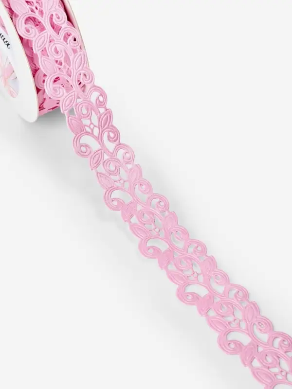 Лента фигурная &laquo;Вьюнчик&raquo;, 25 мм, 9&plusmn;0.5 м, розовая