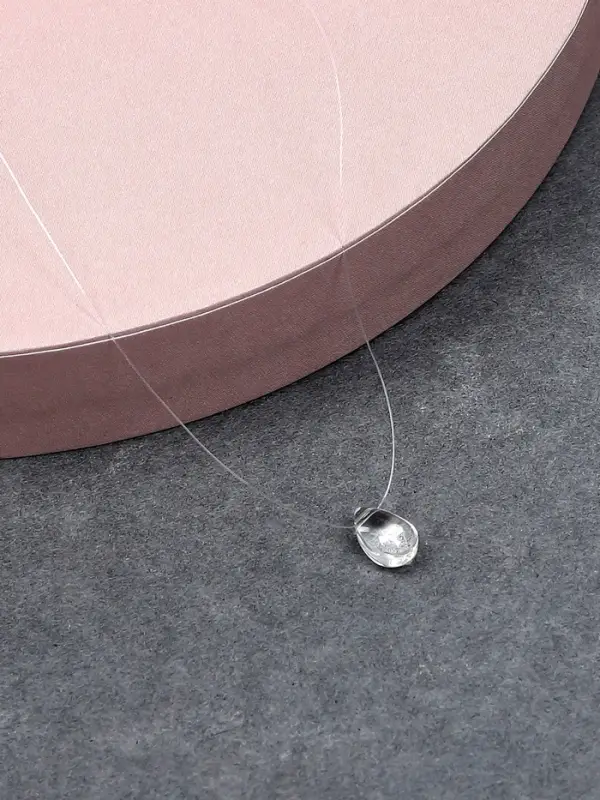 Кулон на леске "Капля росы", цвет белый в серебре