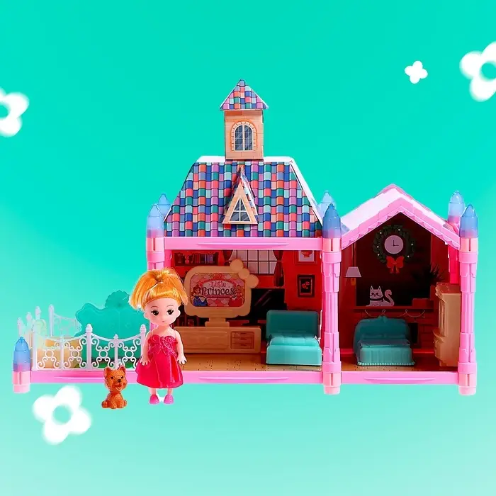 Кукольный домик &laquo;Сказочная жизнь&raquo; с куклой, питомцем и аксессуарами, свет, 19 см