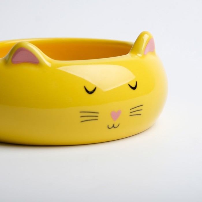 Миска керамическая  Миска керамическая "Кошка-лепёшка" 200 мл, 13 x 5,5 cм, жёлтая