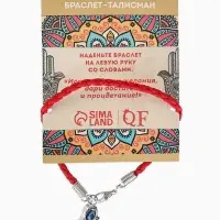 Браслет-оберег &laquo;Красная нить&raquo;, процветание и защита, синий в чернёном серебре, d=9 см