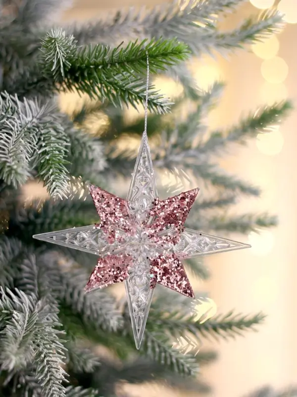 Ёлочная игрушка &laquo;Зимнее волшебство. Звезда сияние серединка блеск&raquo;, 12&times;12 см, прозрачно-розовый