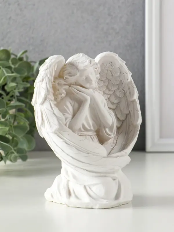 Сувенир полистоун "Девушка-ангел - обниму тебя крыльями" белый 12,5х9х15 см