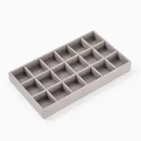 Подставка для украшений QF18 ячеек, флок, 21&times;12.3&times;2.5 см, серая